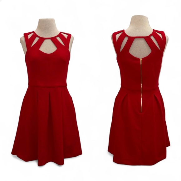 Betsey Johnson Dresses & Skirts - Betsey Johnson Red Cut Out Fit & Flare Dress Size 10 Medium Coquette Y2K Party